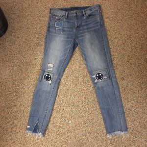 Lucky Brand 2/26 Ava Skinny Smiley Face Jeans